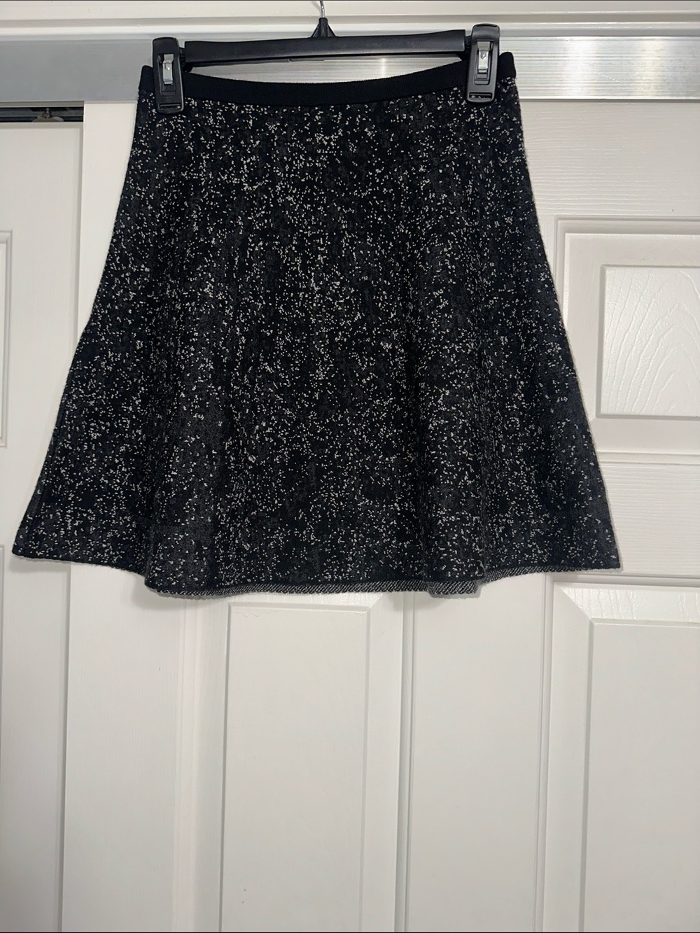 Theory Wool Blend Black Speckled A-Line Skirt